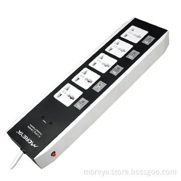 Universal standard power strip with 5 individual socket outlets, ABS casing, overload protection
